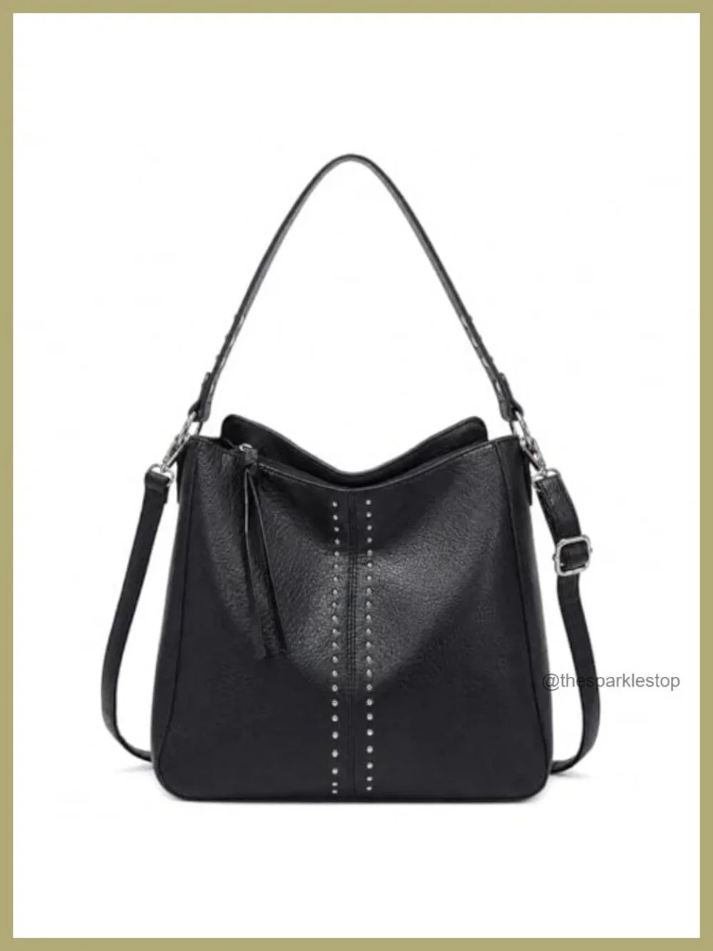 Faux Leather Hobo Bag with Detachable Strap, Zip-Top, Interior Pockets